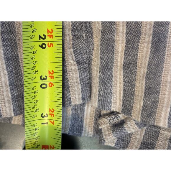 LOLT Striped Linen Blend Pants W Sz M Blue & White Straight Pull On Drawstring - Picture 8 of 8